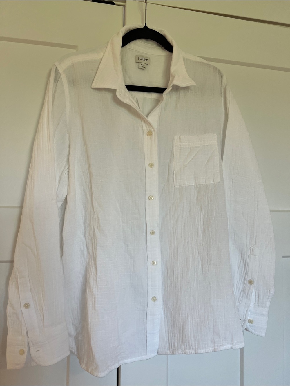 J. Crew White Long-Sleeve Casual Button-Down Shirt